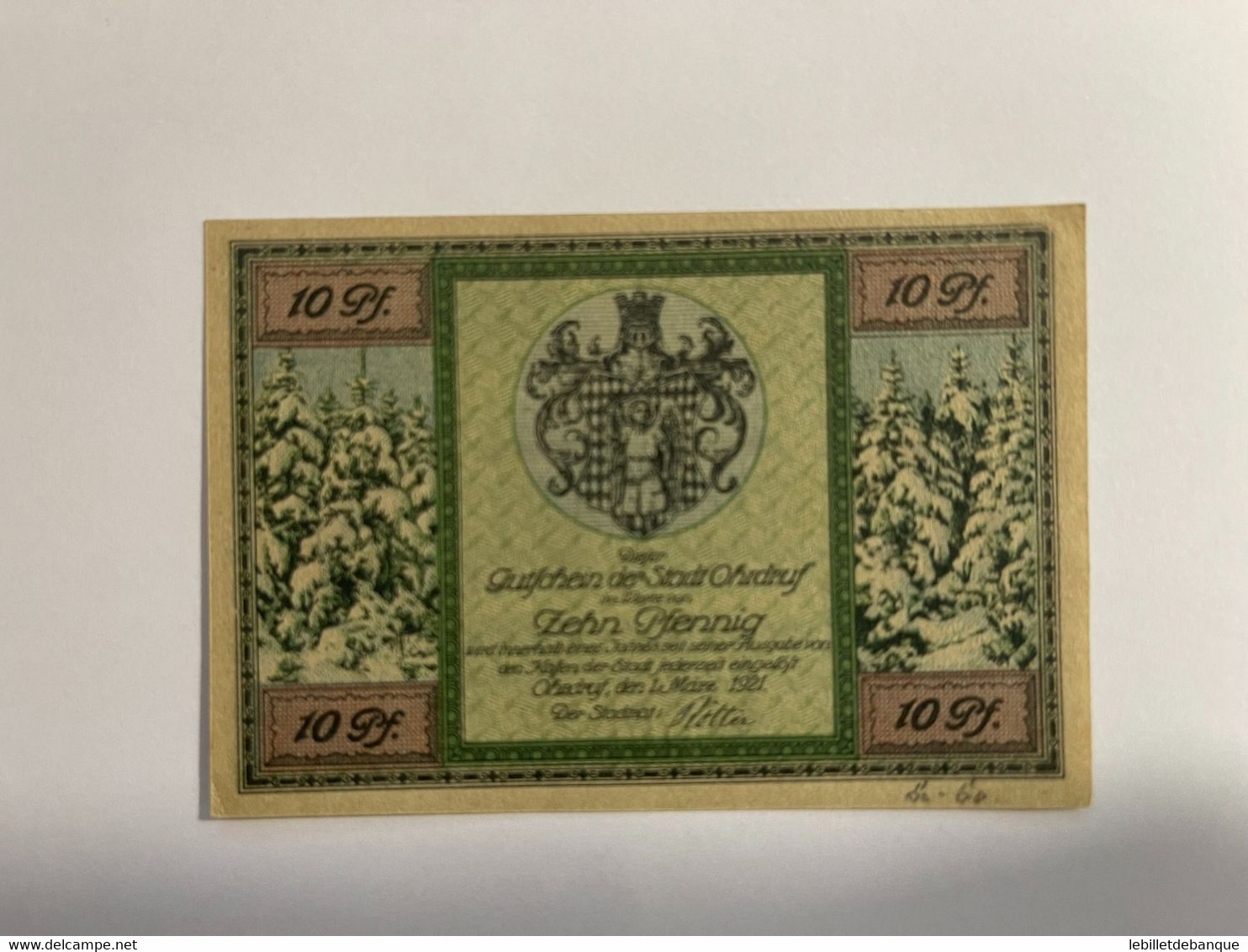 Allemagne Notgeld Ohrdruf 10 Pfennig - Collections