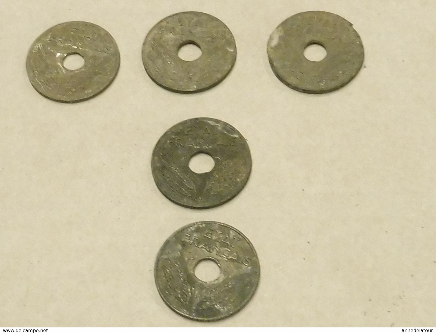 Années (1941- 1942) Lot de 5 pièces  20 Centimes  (Etat Français ) en zinc ou alliage