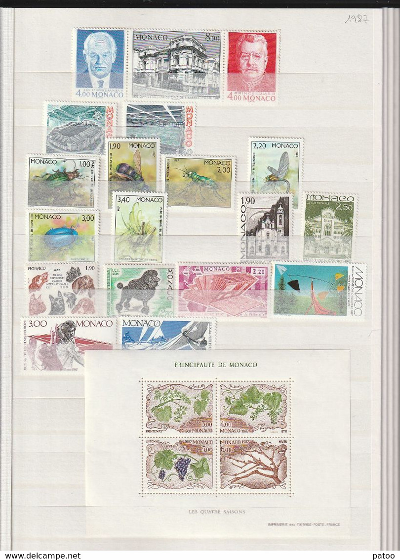 TBRES NEUFS MONACO:17 SERIES DE1955 A 1984+13 ANNEES COMPLETES1984à1996(1991et1996 Incptes)+..ESTIMATION YT 2000eur - Collections, Lots & Séries