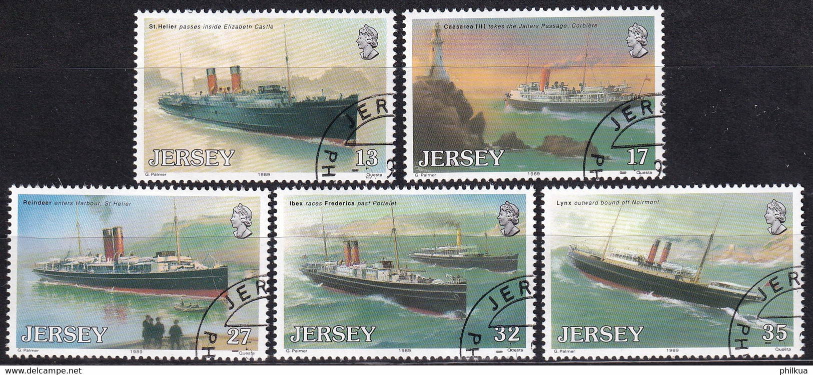 MiNr. 491 - 495  Großbritannien-Jersey Einrichtung Der Schifffahrtslinie Weymouth-Kanalinseln - Sauber Gestempelt - Maritime