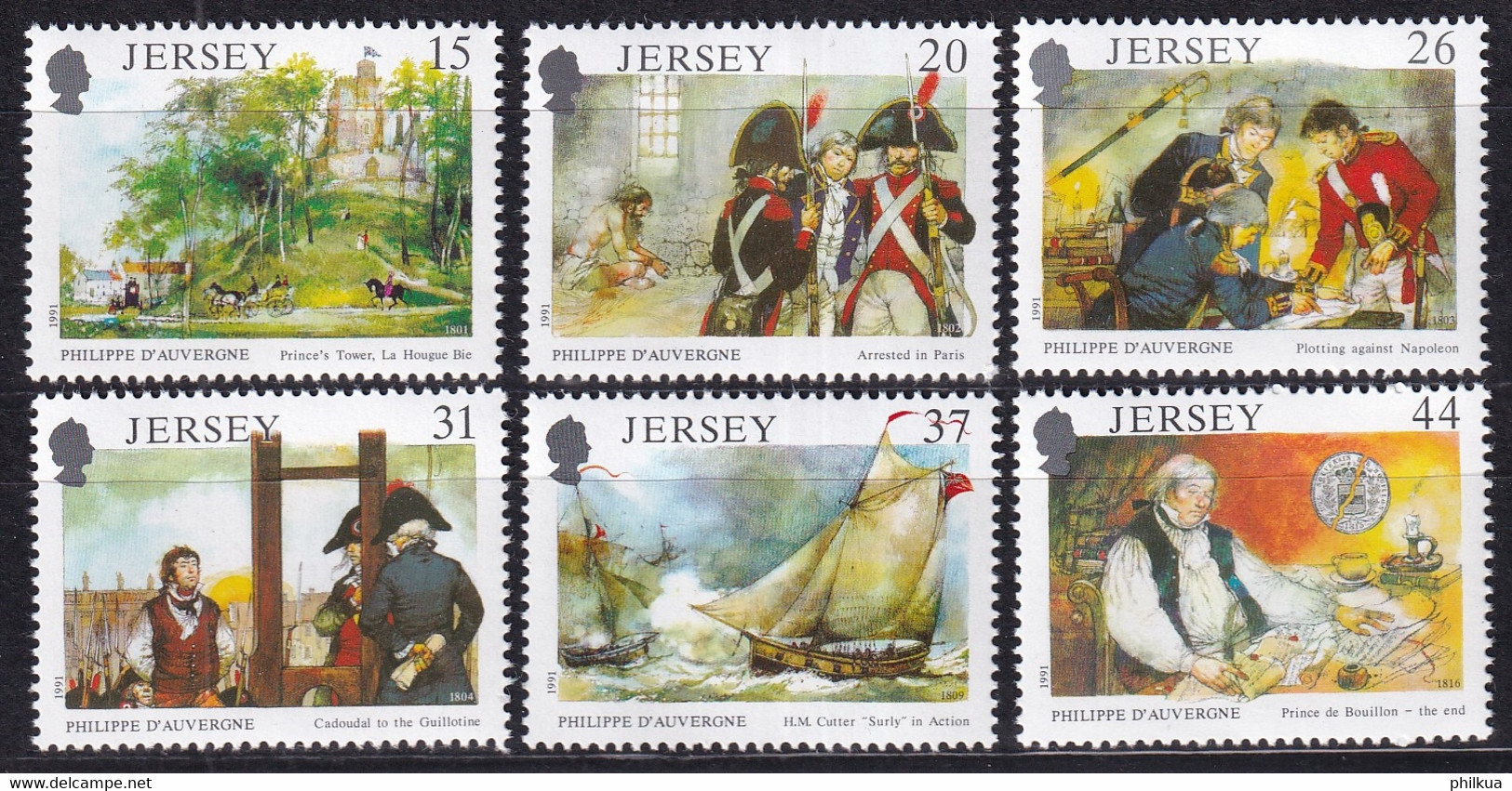 MiNr. 533 - 538  Großbritannien-Jersey1991, 22. Jan. 175. Todestag Von Philippe D’Auvergne - Postfrisch/**/MNH - Franz. Revolution