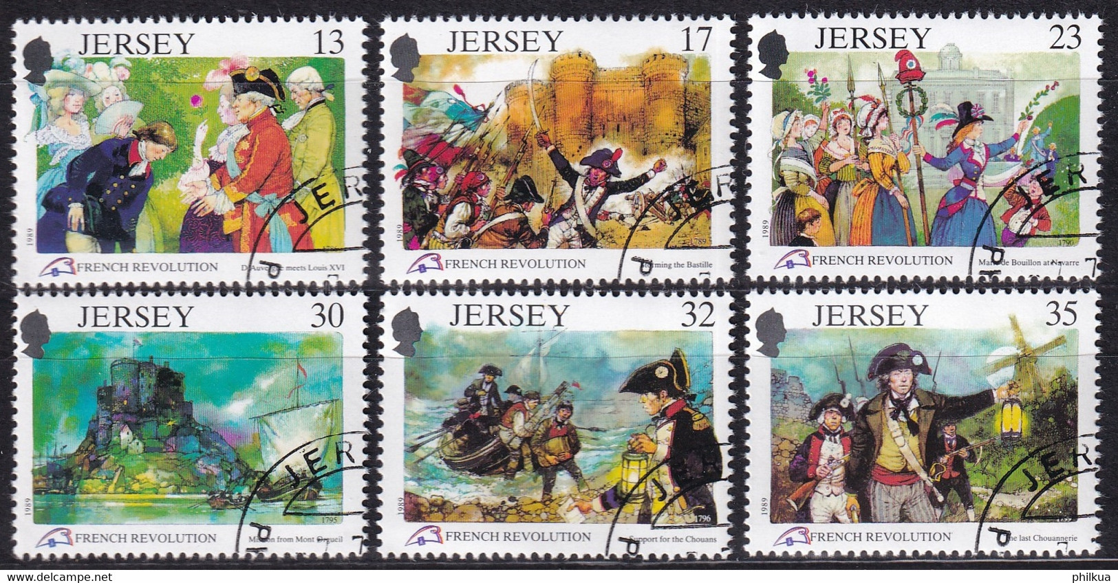 MiNr. 485 - 490  Großbritannien-Jersey1989, 7. Juli. 200. Jahrestag Der Französischen Revolution - Sauber Gestempelt - Revolución Francesa