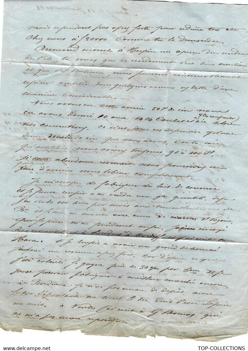 1863  LETTRE FAMILLE+  VIN  île De  Patiras Près Pauillac Gironde => Brice Miche Armateur ST MALO  FILS DE CORSAIRE - Historische Dokumente