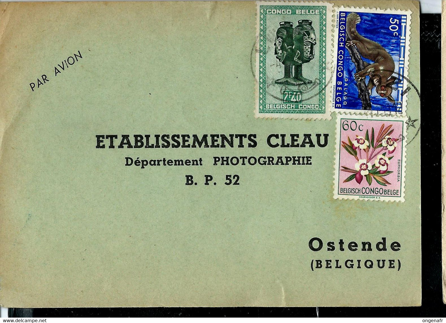 Carte Firme  Obl. NOZI  Octobre 59 Pour Ostende - Briefe U. Dokumente