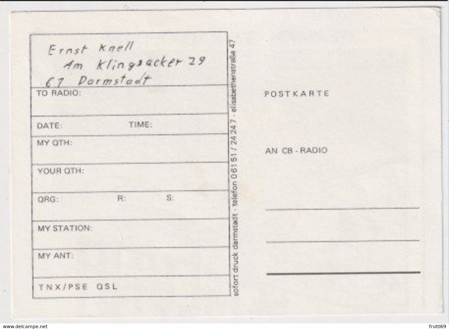 AK 037354 QSL - Germany - Darmstadt - Radio