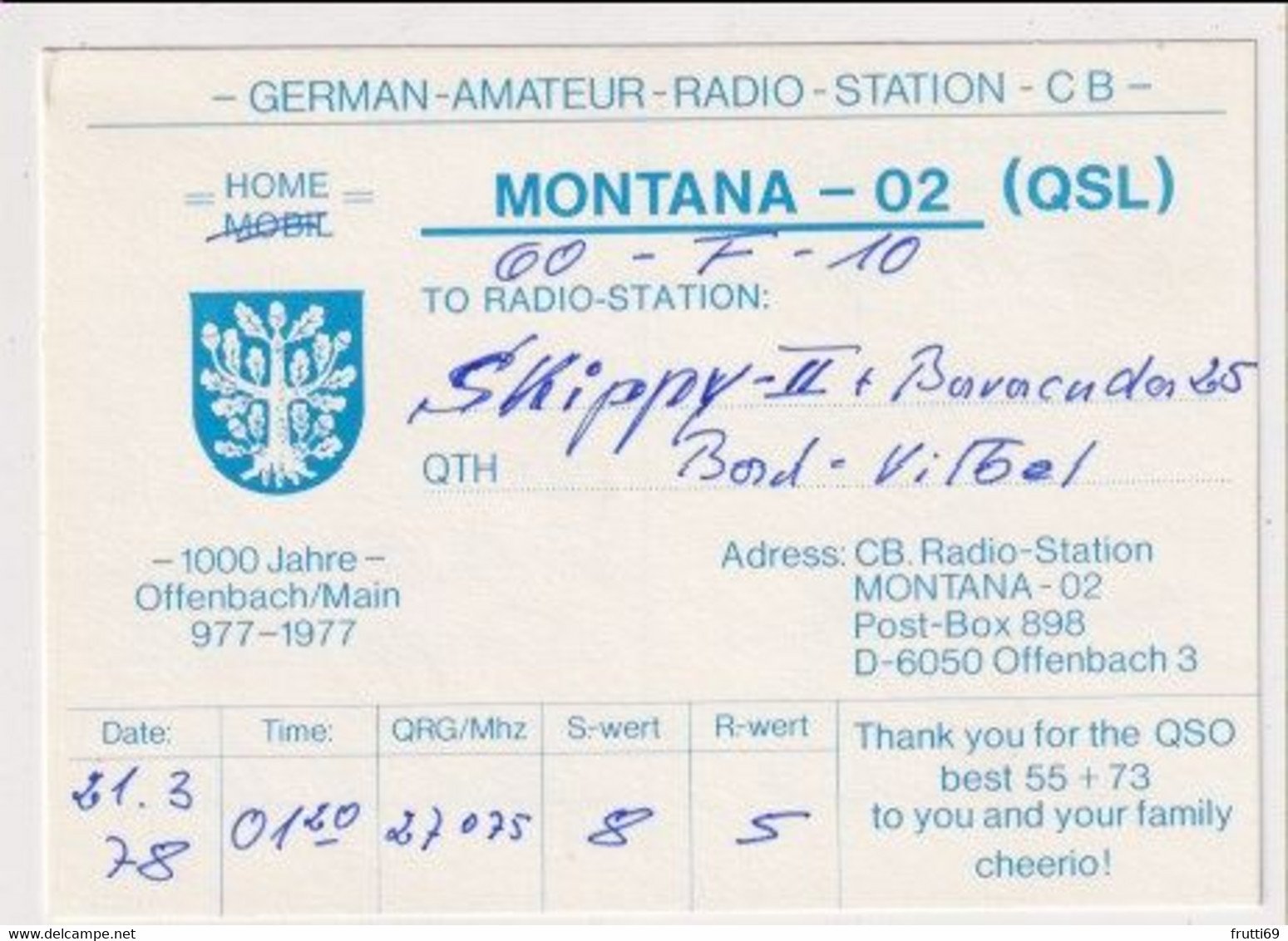 AK 037369 QSL - Germany - Offenbach / Main - Radio