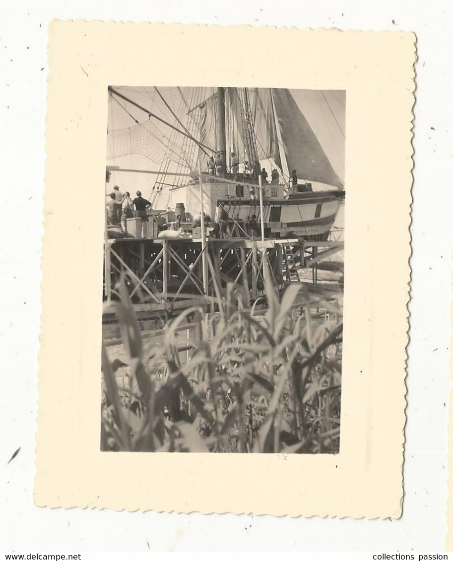 Photographie , Bateau , Tournage Du Film TAMANGO , 1957, Près De CANNES,  110 X 80 Mm,  2 Scans, Film Sorti En 1958 - Barcos