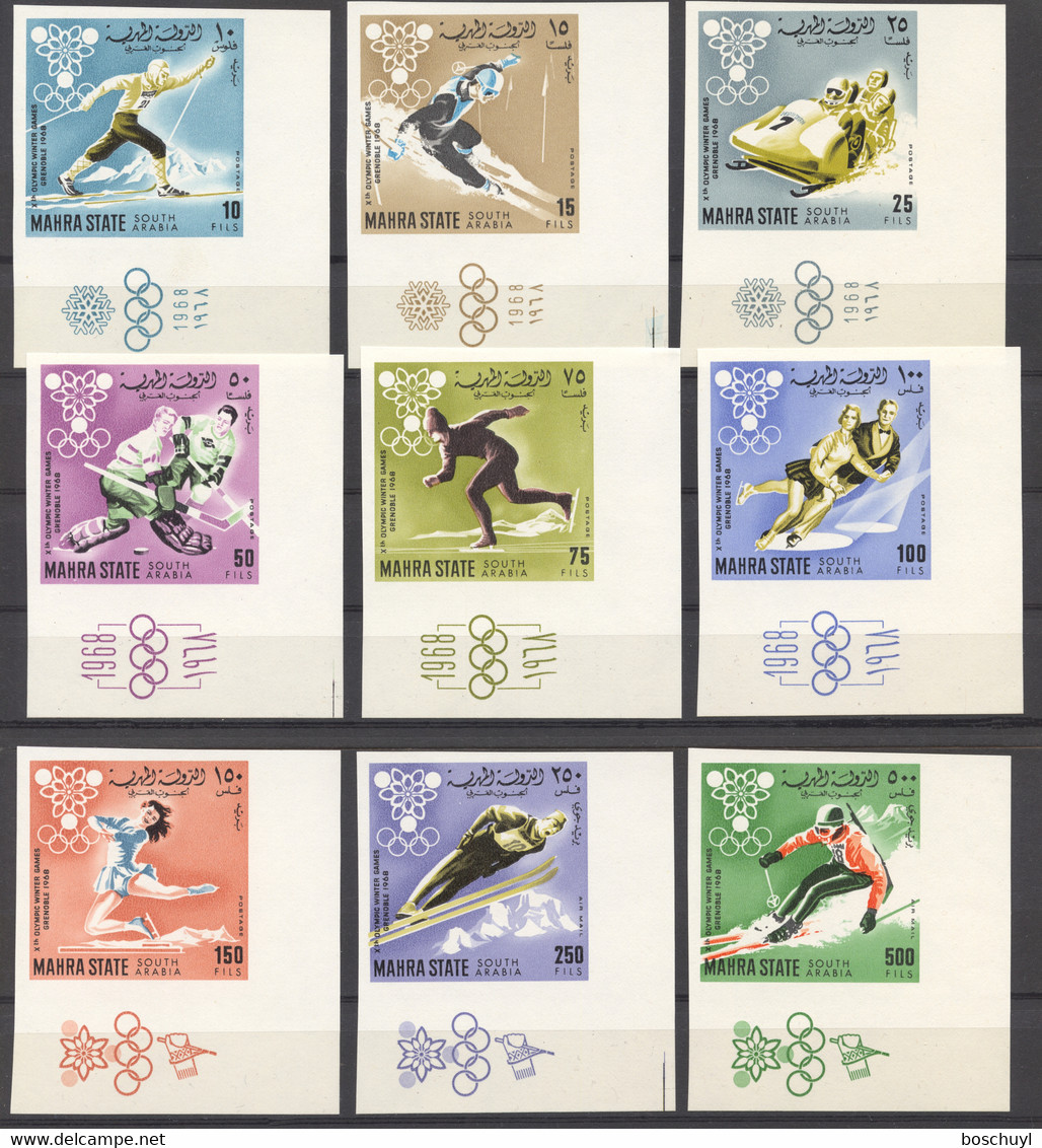 Aden, Mahra State, 1967, Olympic Winter Games Grenoble, Sports, Imperforated, MNH, Michel 39-47B - Altri - Asia