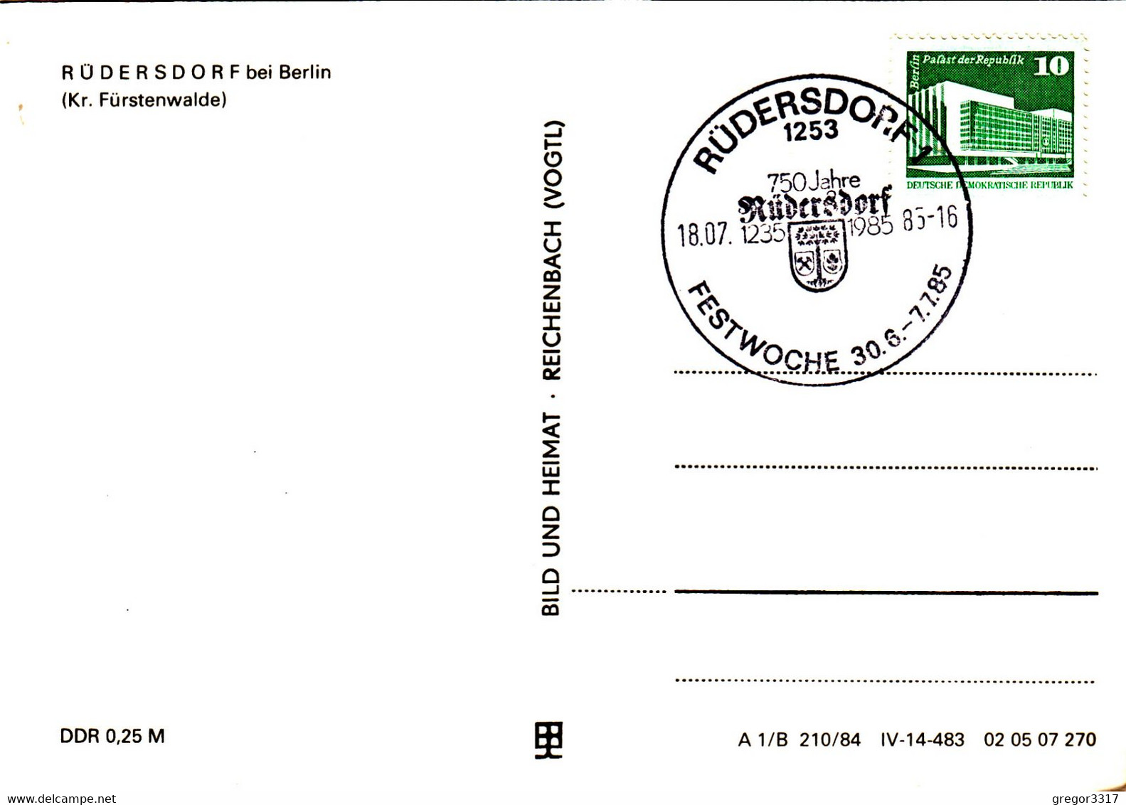 A8485) RÜDERSDORF B. Berlin - Torell Platz Klubhaus - Bülow Kanal U. Kreiskrankenhaus ALT ! 750 Jahre 1985 - Rüdersdorf