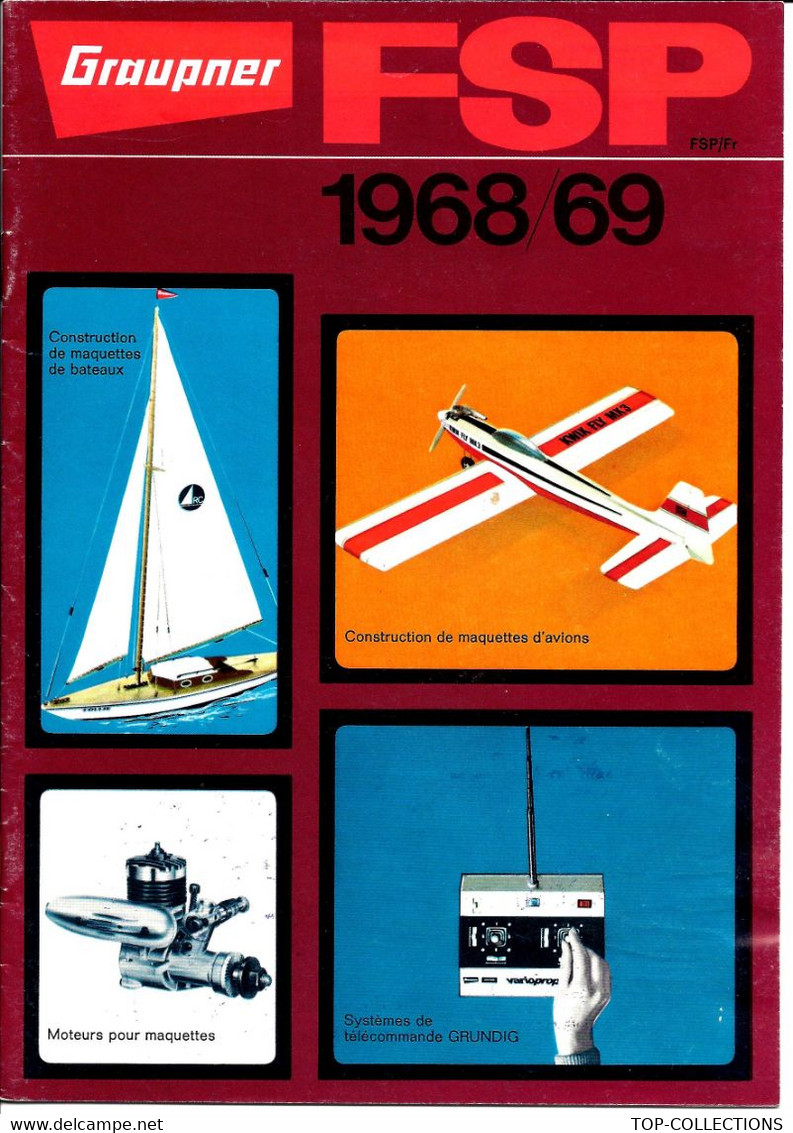 CATALOGUE COULEURS MODELISME BATEAUX AVIONS PLANEURS MOTEURS RADIO COMMANDES GROUPNER 1968/69 TBE - Otros Planes