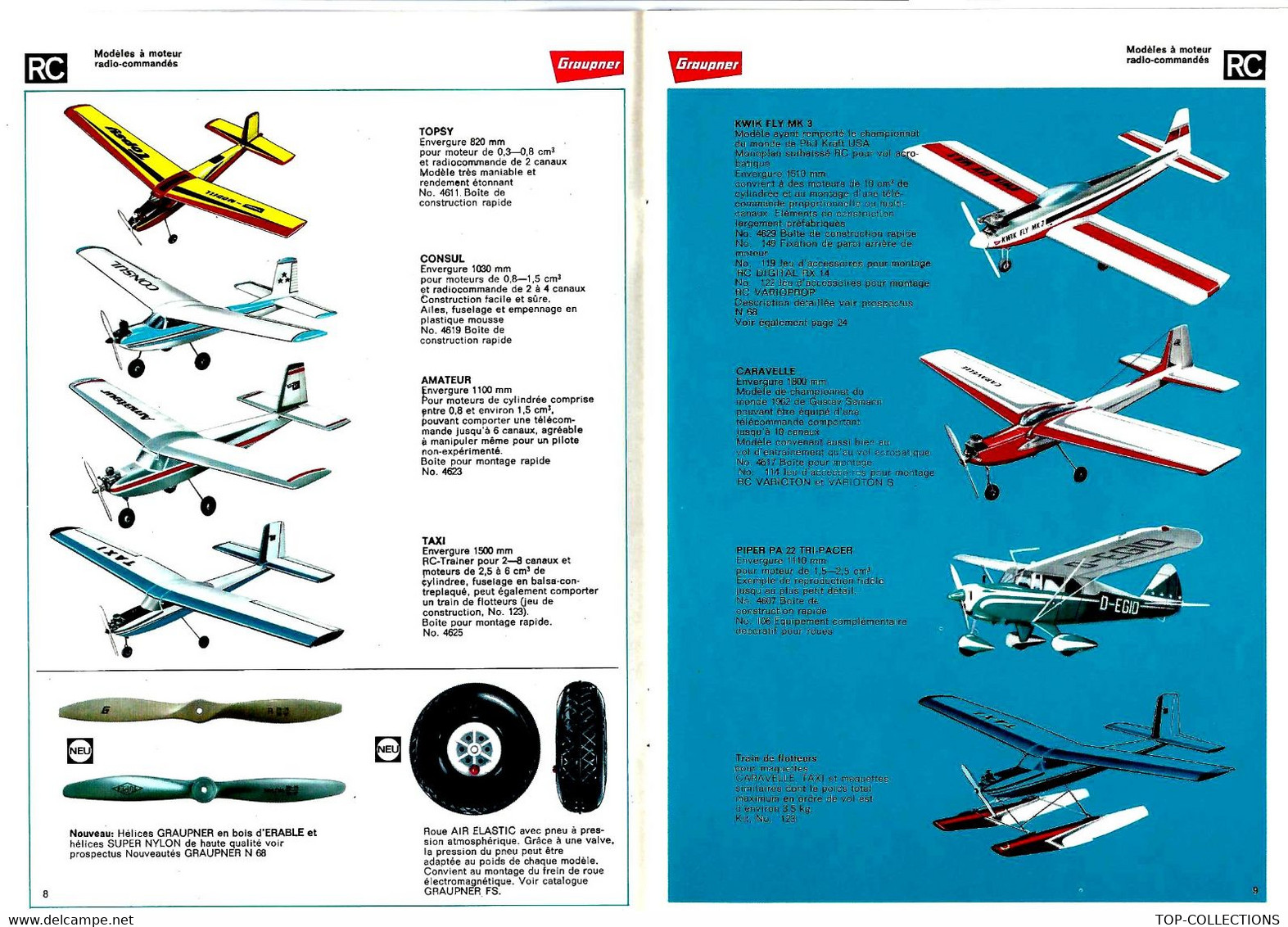 CATALOGUE COULEURS MODELISME BATEAUX AVIONS PLANEURS MOTEURS RADIO COMMANDES GROUPNER 1968/69 TBE - Otros Planes