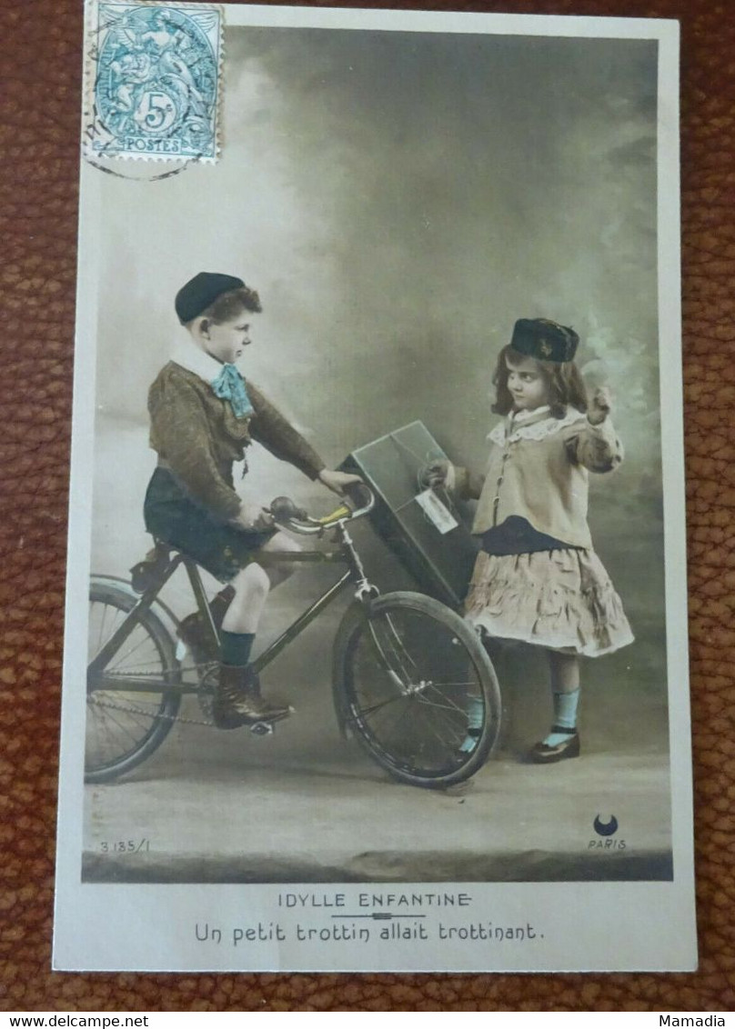 CARTE POSTALE ANCIENNE Série IDYLLE ENFANTINE LOT DE 5 CARTES ANNEES 1920 ? - Verzamelingen & Reeksen