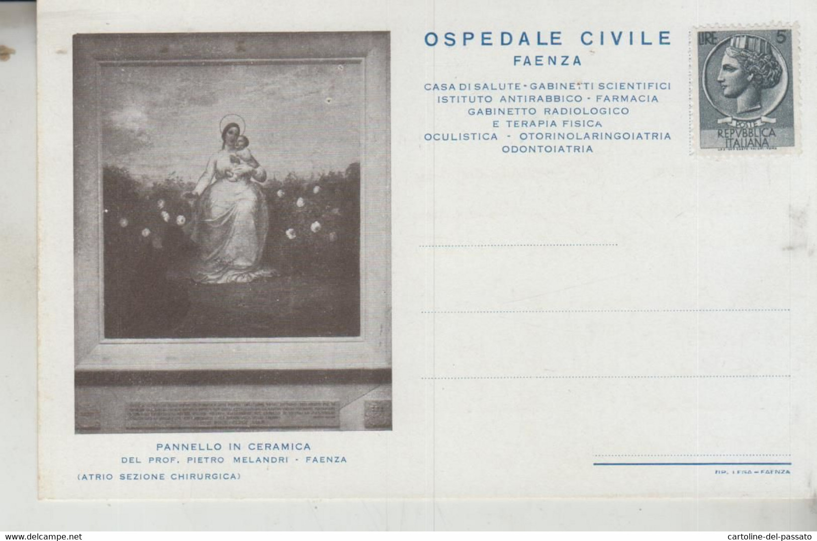 FAENZA  OSPEDALE CIVILE  1953 - Faenza