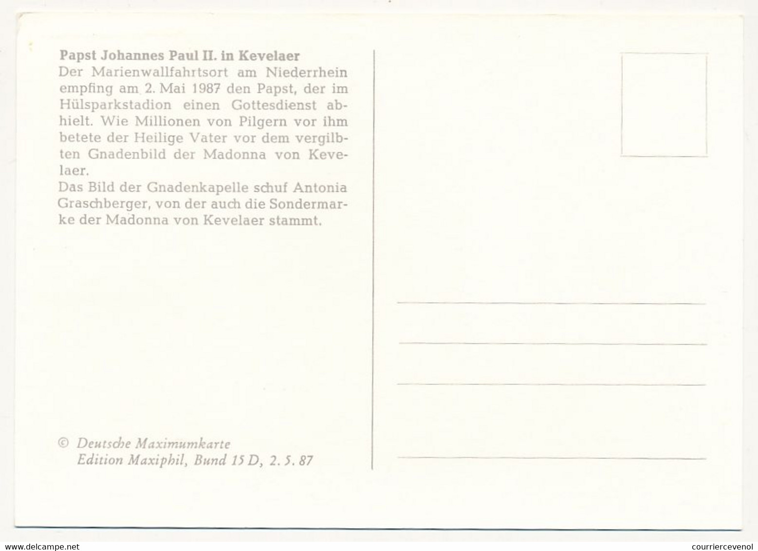 ALLEMAGNE - 2 Cartes - Voyage Du Pape Jean Paul II - Essen - Münster - 2/5/1987 - Storia Postale