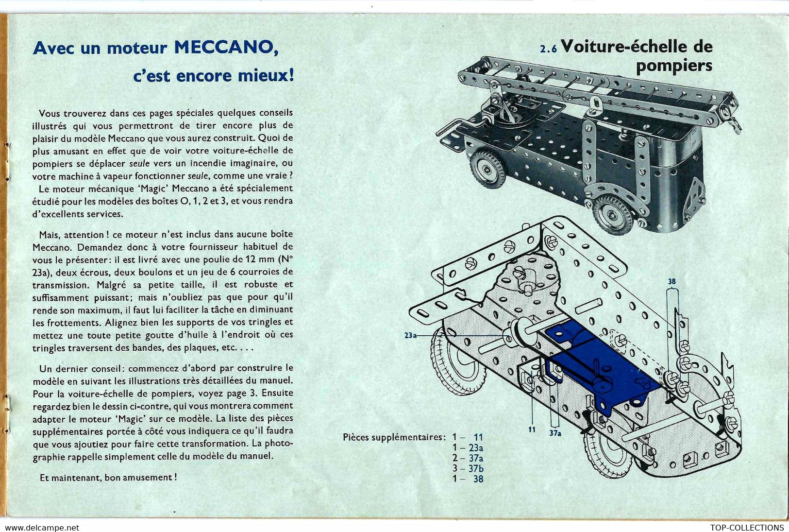 CATALOGUE MECCANO MANUEL INSTRUCTIONS 2 ET 3 COMPLET COUVERTURE ET FASCICULE DE 24 PAGES BON ETAT VOIR DESCRIP - Meccano