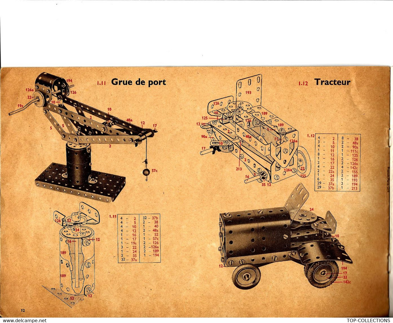 CATALOGUE MECCANO MANUEL INSTRUCTIONS 0 ET 1 COMPLET COUVERTURE ET FASCICULE DE 12 PAGES BON ETAT VOIR DESCRIPTION - Meccano