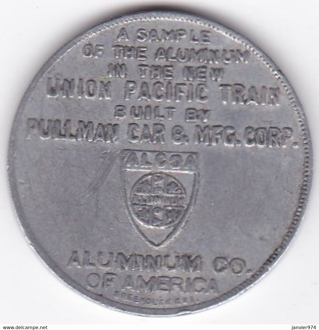 Jeton En Aluminium Union Pacific Lucky Piece Token 1934 - Train - Professionnels/De Société