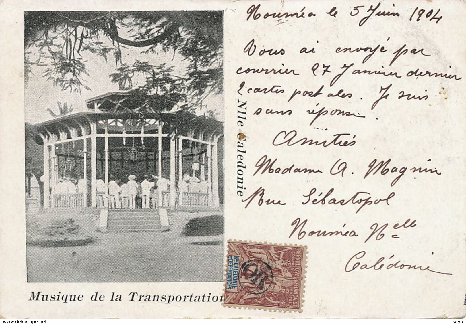 Nouvelle Calédonie Musique Transportation Kiosque  Convict Bagnard Bagne Timbre Vilaine Bussières Poitevine 1904 - Bagne & Bagnards