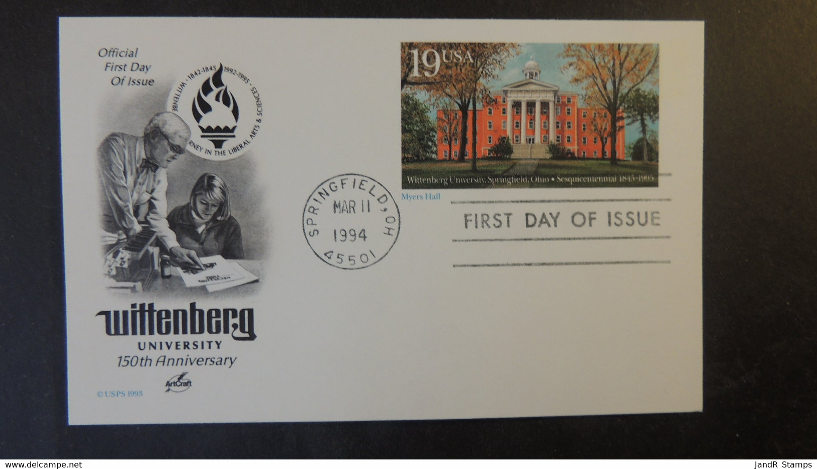 USA 1994 FDC Post Card Wittenberg University Education Springfield Postmark Good Used - 1991-2000