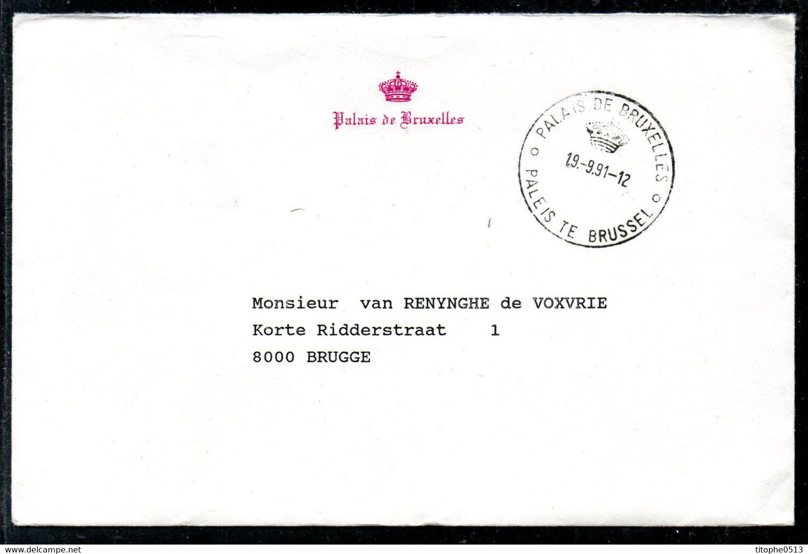 BELGIQUE. Lettre Du Grand Maréchal De La Cour. Belle Oblitération "Palais De Bruxelles 1991". - Sin Clasificación