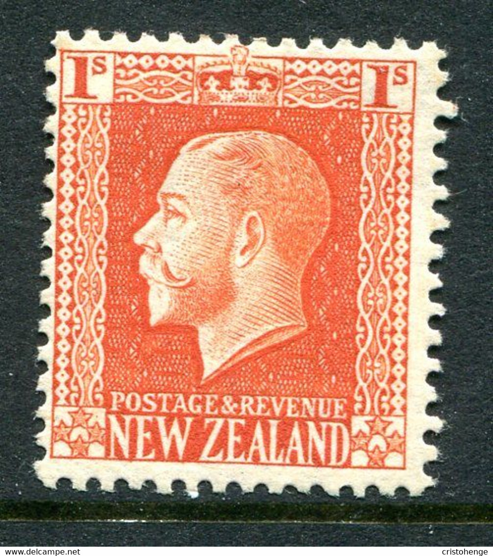 New Zealand 1915-30 KGV - Recess - P.14 X 13½ - 1/- Vermilion - Shade - HM (SG 430) - Nuovi