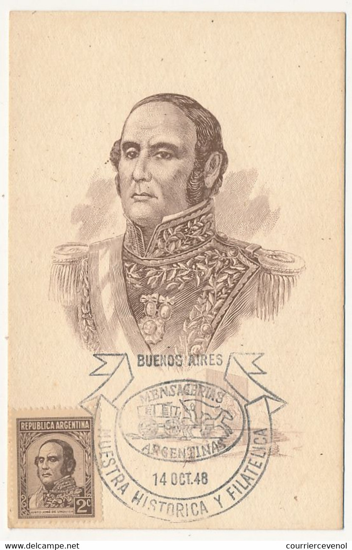 ARGENTINE - Carte Maximum - Justo José De Urquiza - 14 Oct 1948 - Buenos Aires - Briefe U. Dokumente