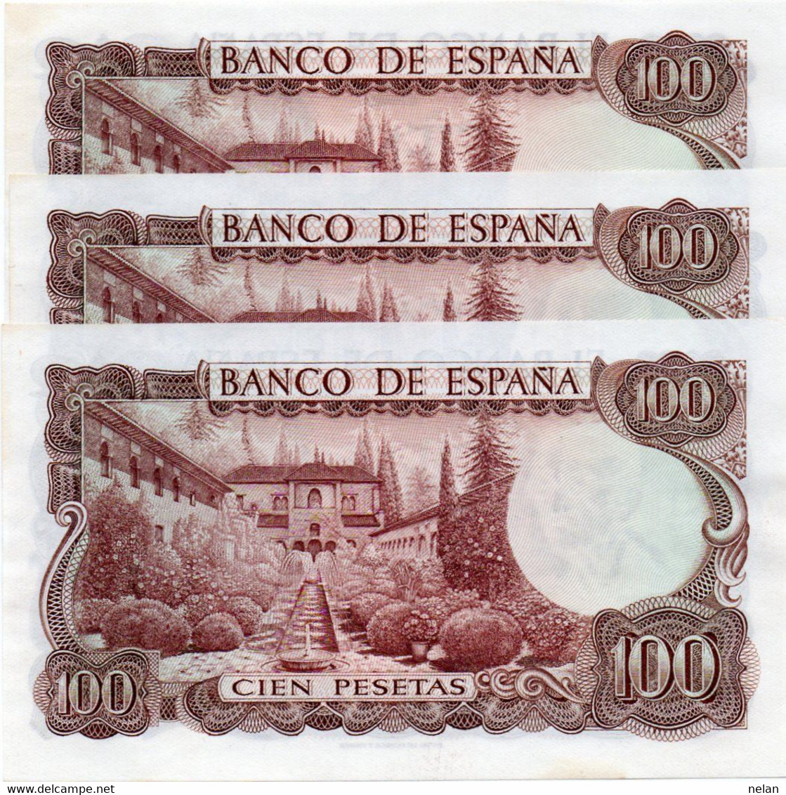 SPAIN 100 PESETAS 1970  P-152a.3  UNC  1W 2553048,9,50  CONSECUTIVE - 100 Pesetas