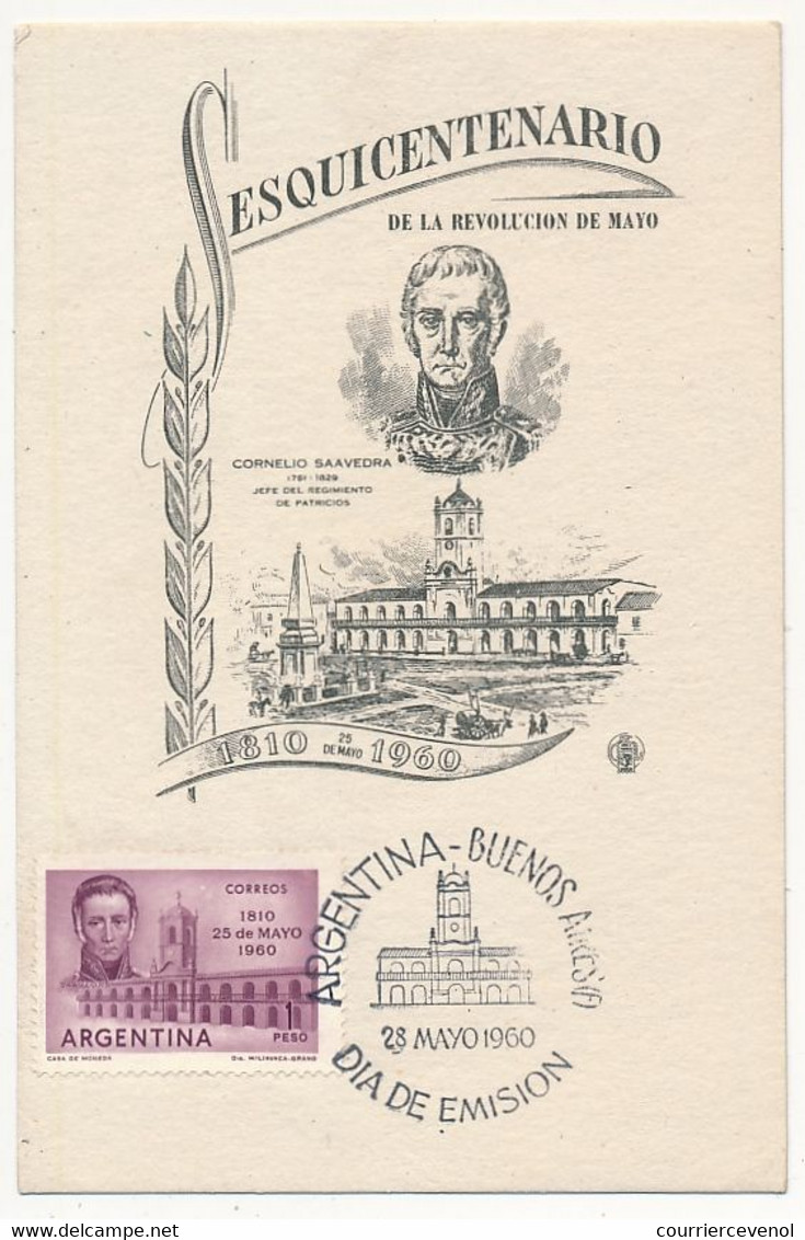 ARGENTINE - Document - Général Cornelio Saavedra - 28 Mai 1960 - Buenos Aires - Lettres & Documents