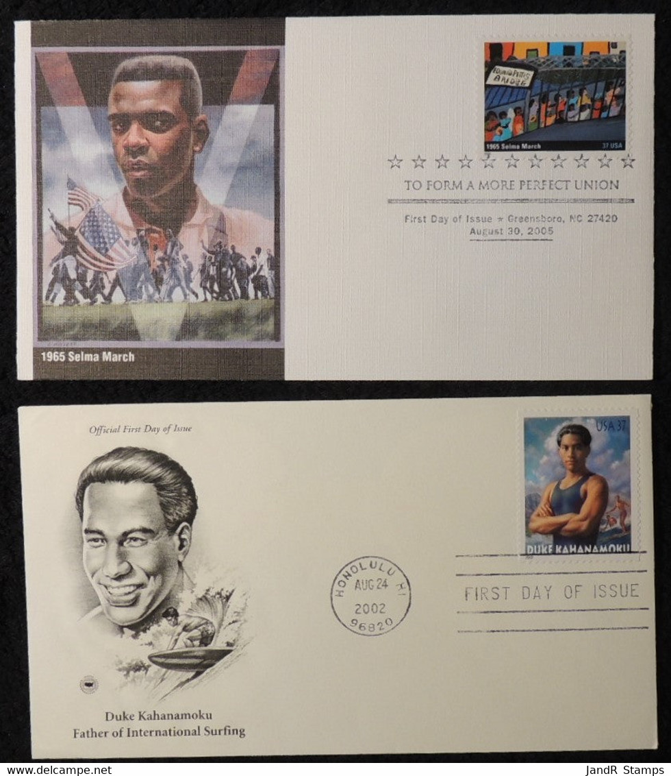 USA 2002 2005 FDC Duke Kahanamoku Surfing Selma March Civil Rights - 2001-2010