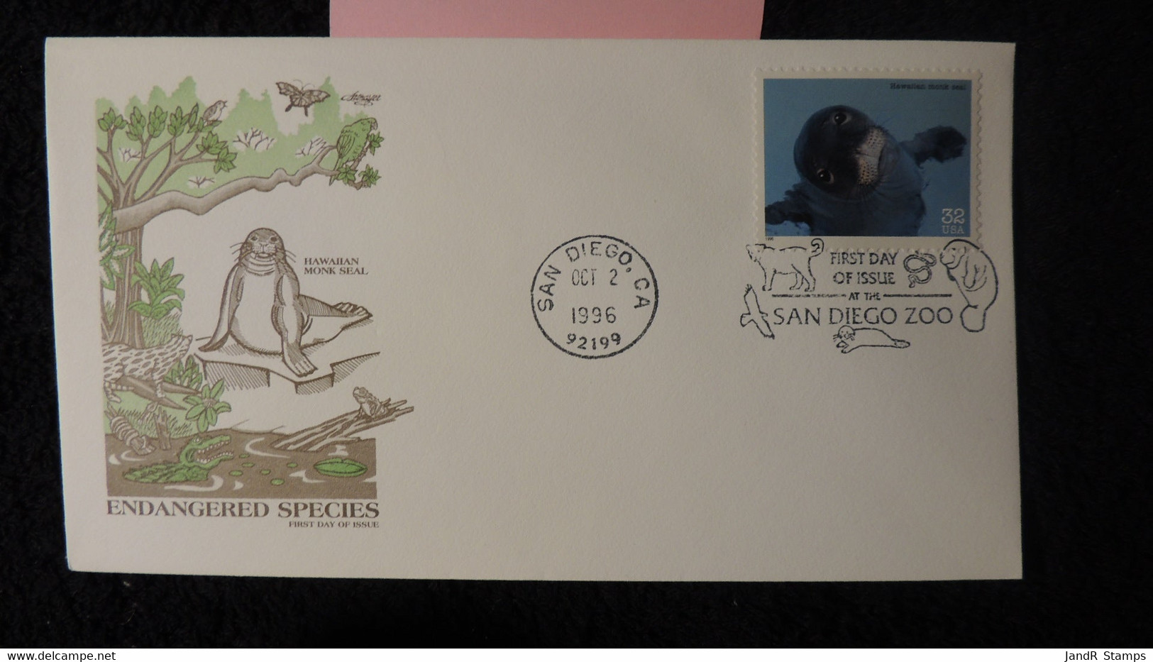 USA 1996 FDC Endangered Species Hawaiian Monk Seal San Diego Postmark - 1991-2000