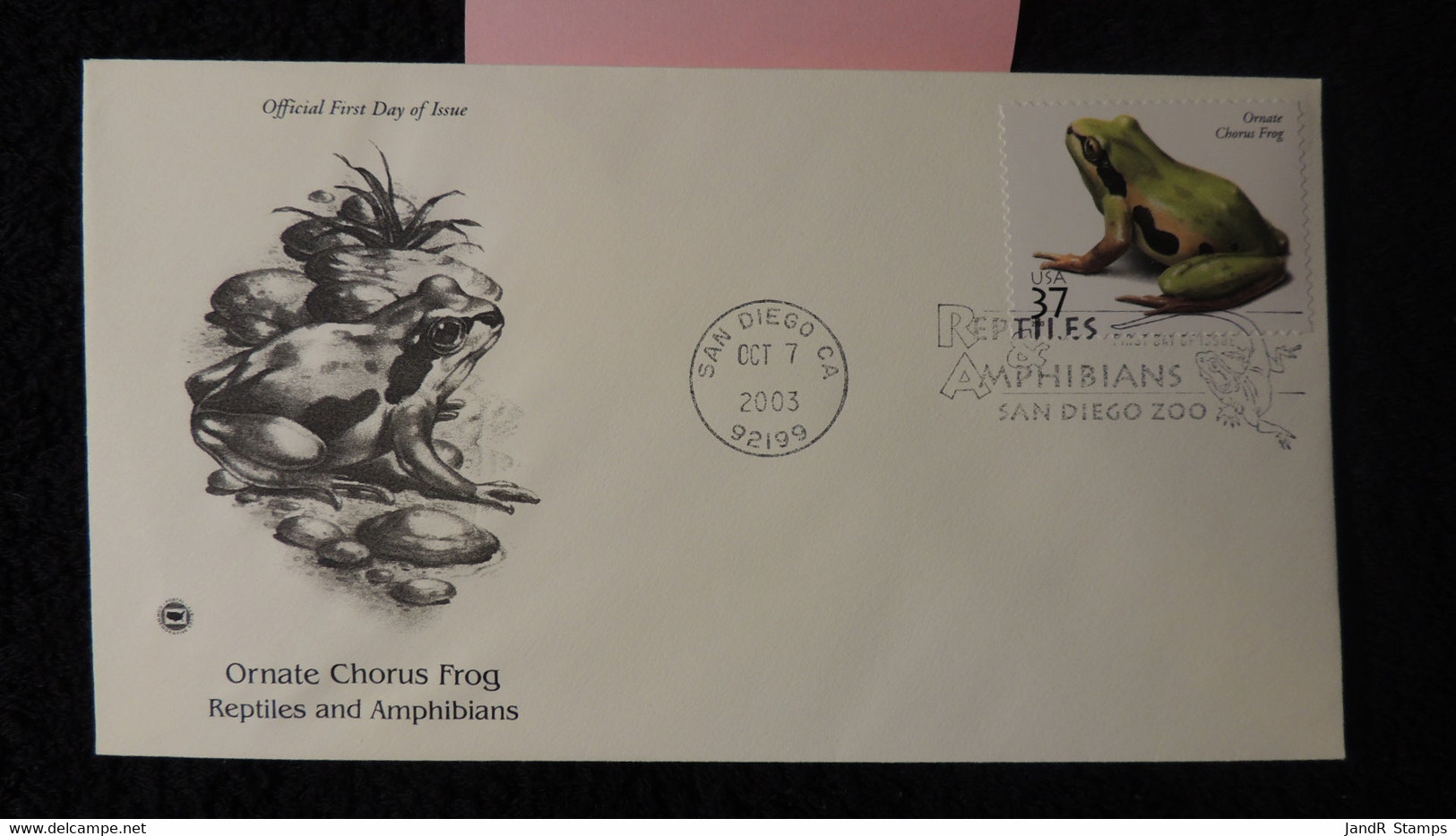 USA 2003 FDC Reptiles And Amphibians Ornate Chorus Frog San Diego Postmark - 2001-2010