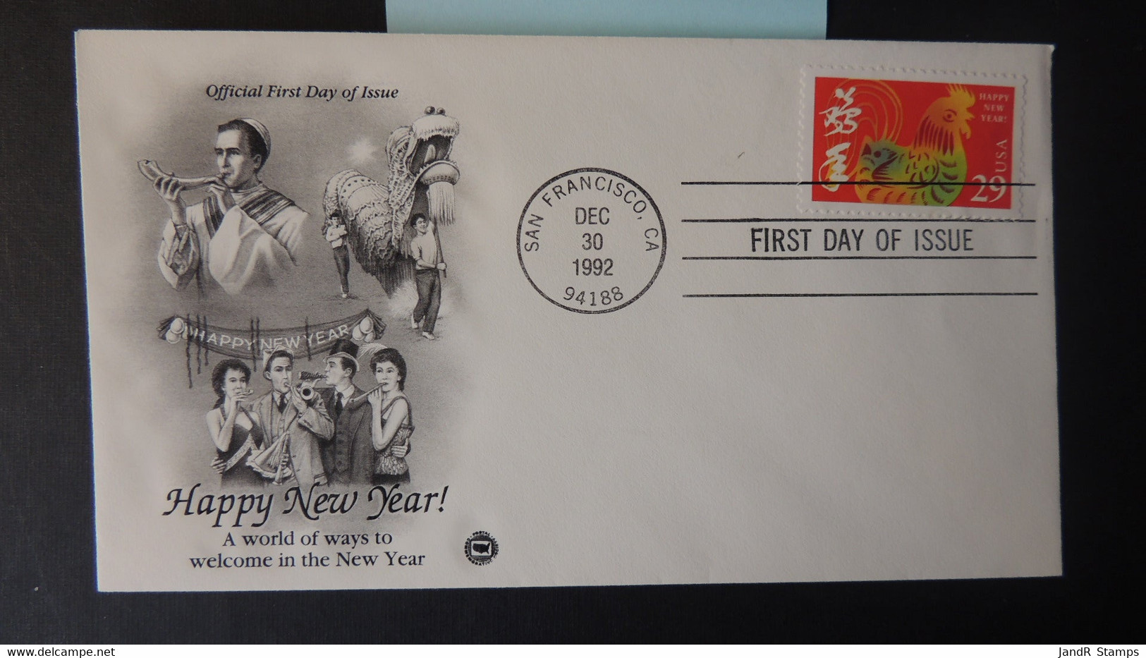 USA 1992 FDC Happy New Year Cockeril San Francisco Postmark Good Used - 1991-2000