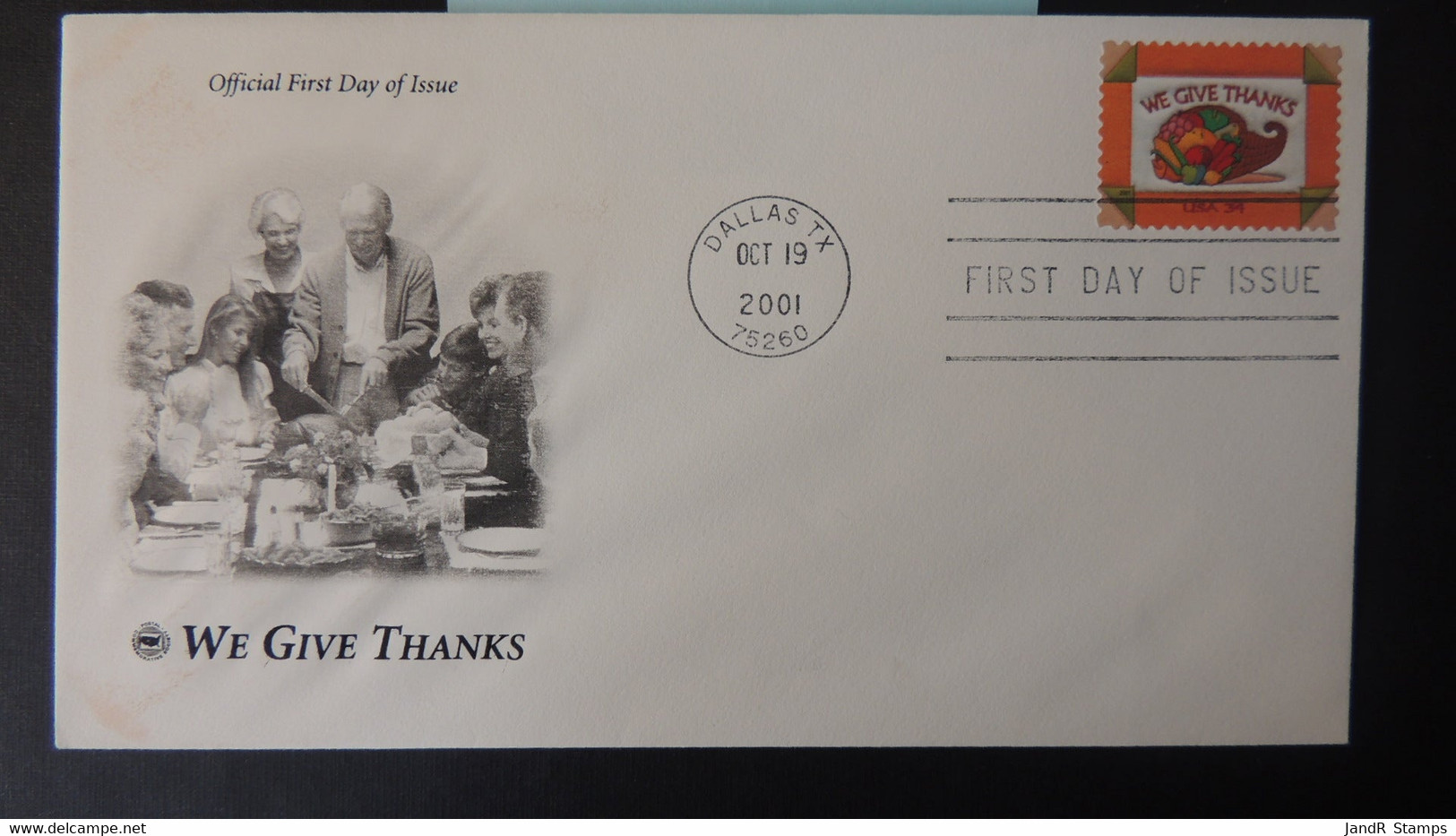 USA 2001 FDC We Give Thanks Dallas Postmark Good Used - 2001-2010