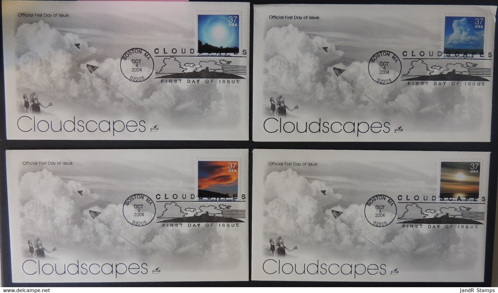 USA FDC 2004 X4 Artcraft Cloudscapes Kites Children Good Used - 2001-2010