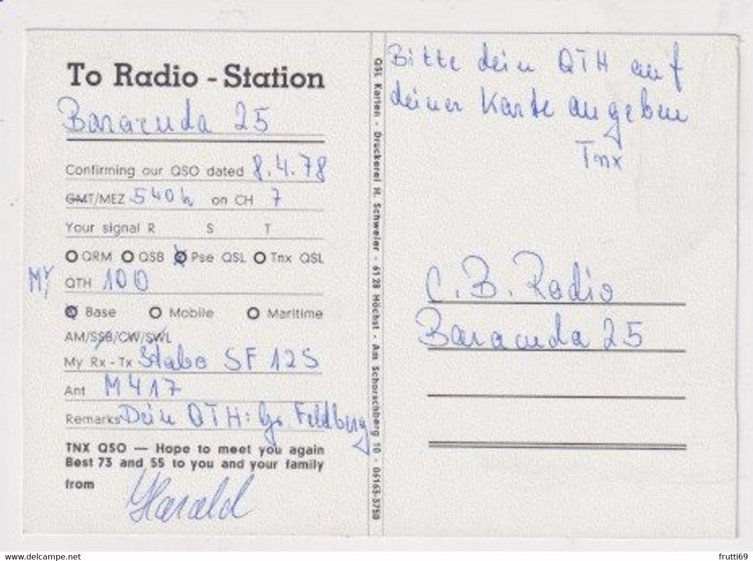 AK 037461 QSL - Germany - Höchst - Odw. - Radio