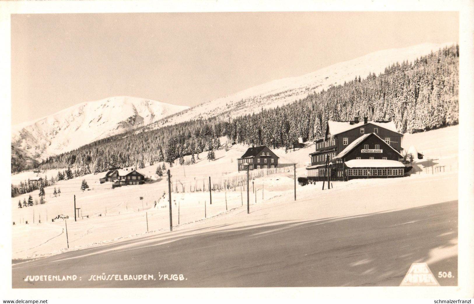 AK Schüsselbauden Schüsselbaude Misecna Bouda Baude Winter Spindlermühle Misecky Harrachsdorf Witkowitz Riesengebirge - Sudeten