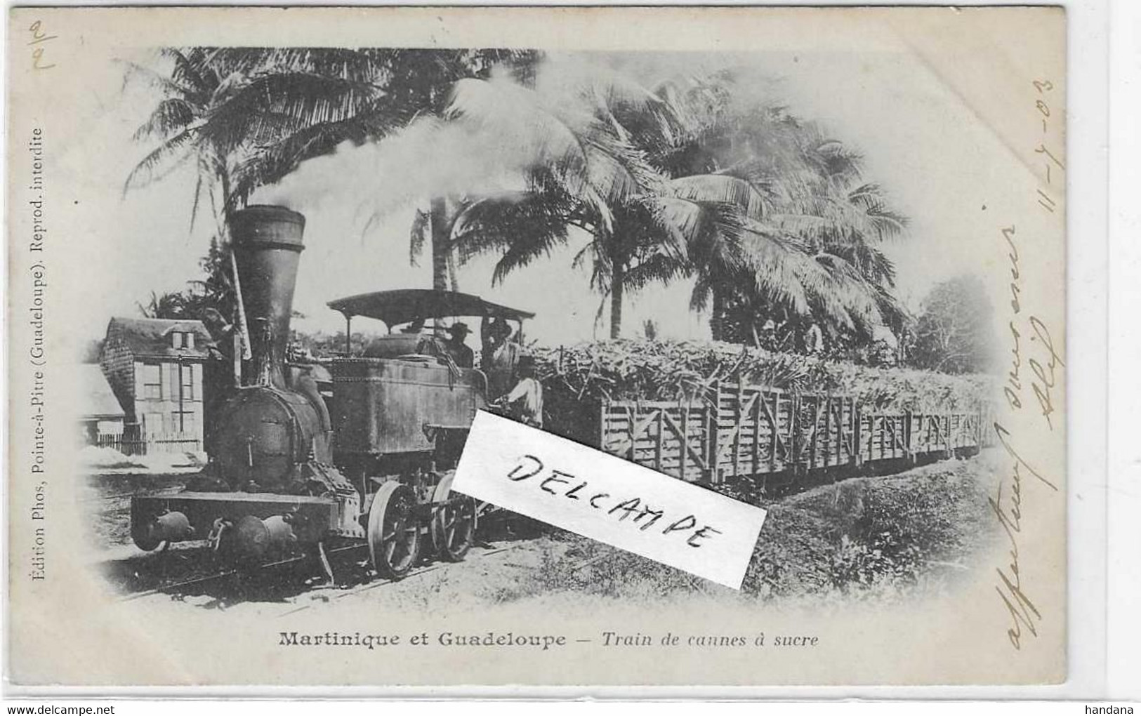 GUADELOUPE MARTINIQUE TRAIN CANNES A SUCRE ANIMATION GROS PLAN 1903 A VOIR - Pointe A Pitre