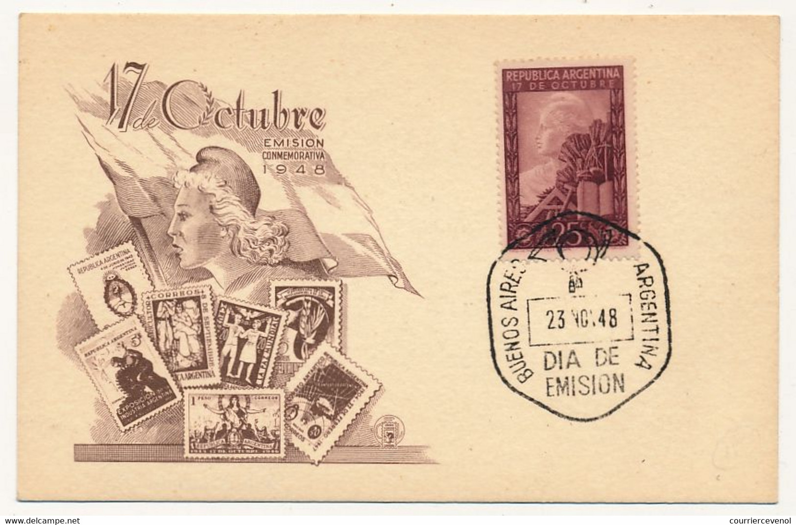 ARGENTINE - Document - Emission Commémorative 17 Octobre 1948 - Storia Postale