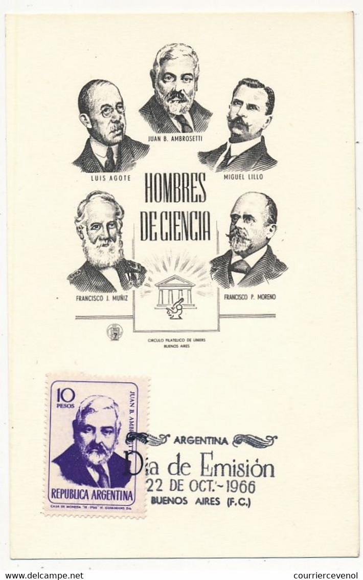 ARGENTINE - Document Juan B. Ambrosetti - 22 Oct 1966 - Buenos Aires - Storia Postale