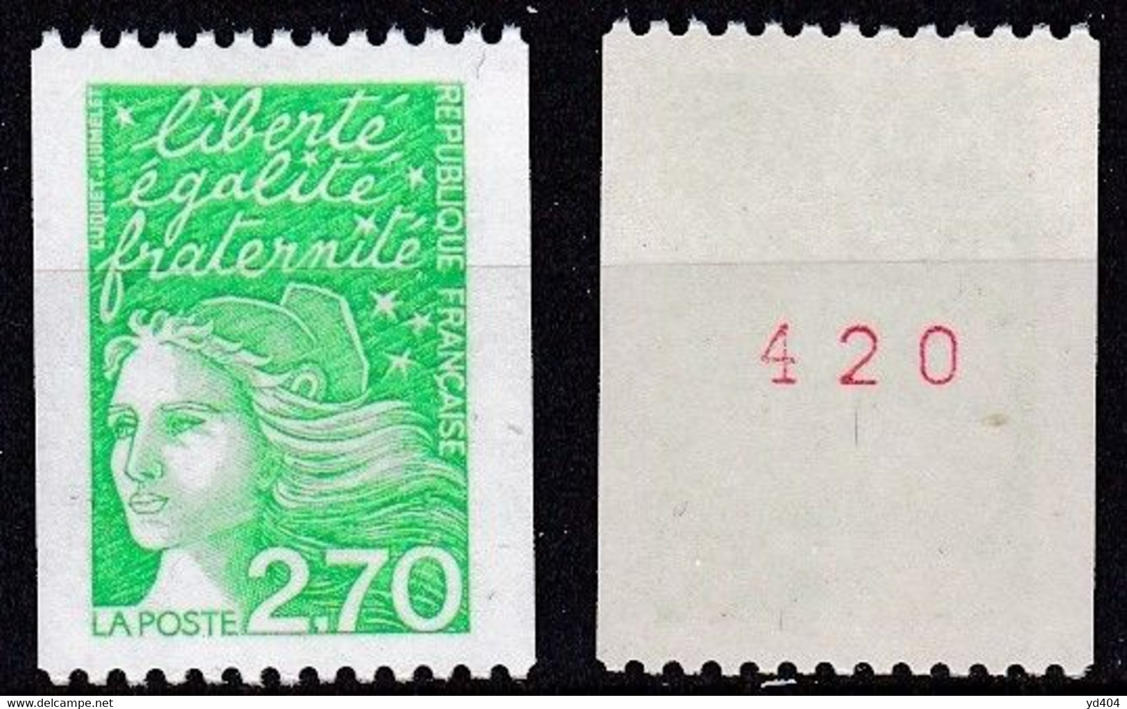 FR1726- FRANCE – COIL STAMPS – 1997 – MARIANNE DE LUQUET – Y&T # 3100a MNH 2,50 € - Roulettes