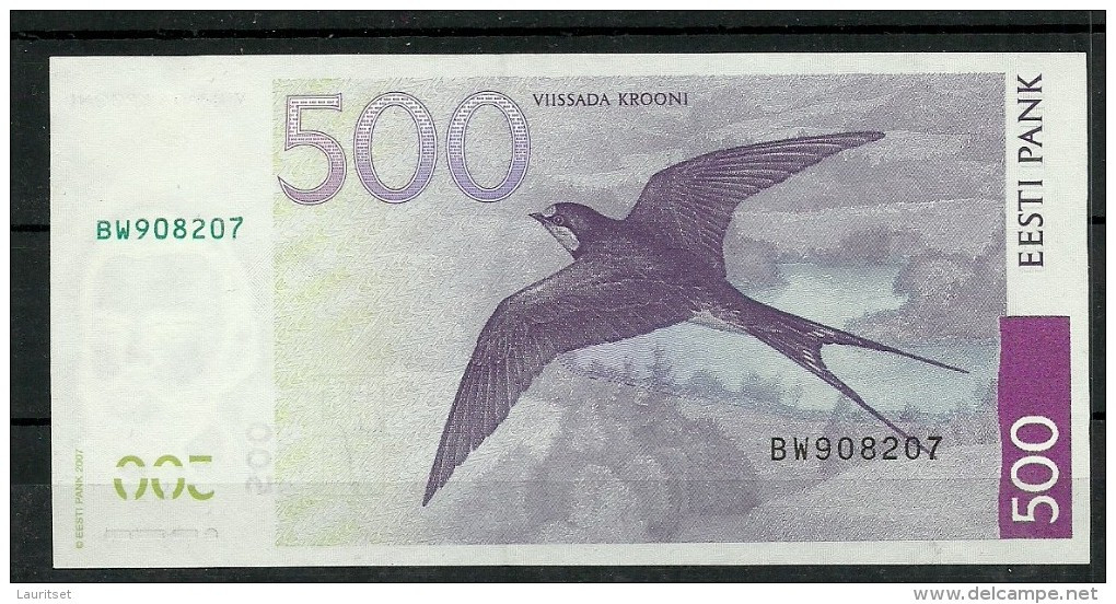 Estland Estonia 500 Krooni 2007 Bank Note Serie BW UNC - Estland