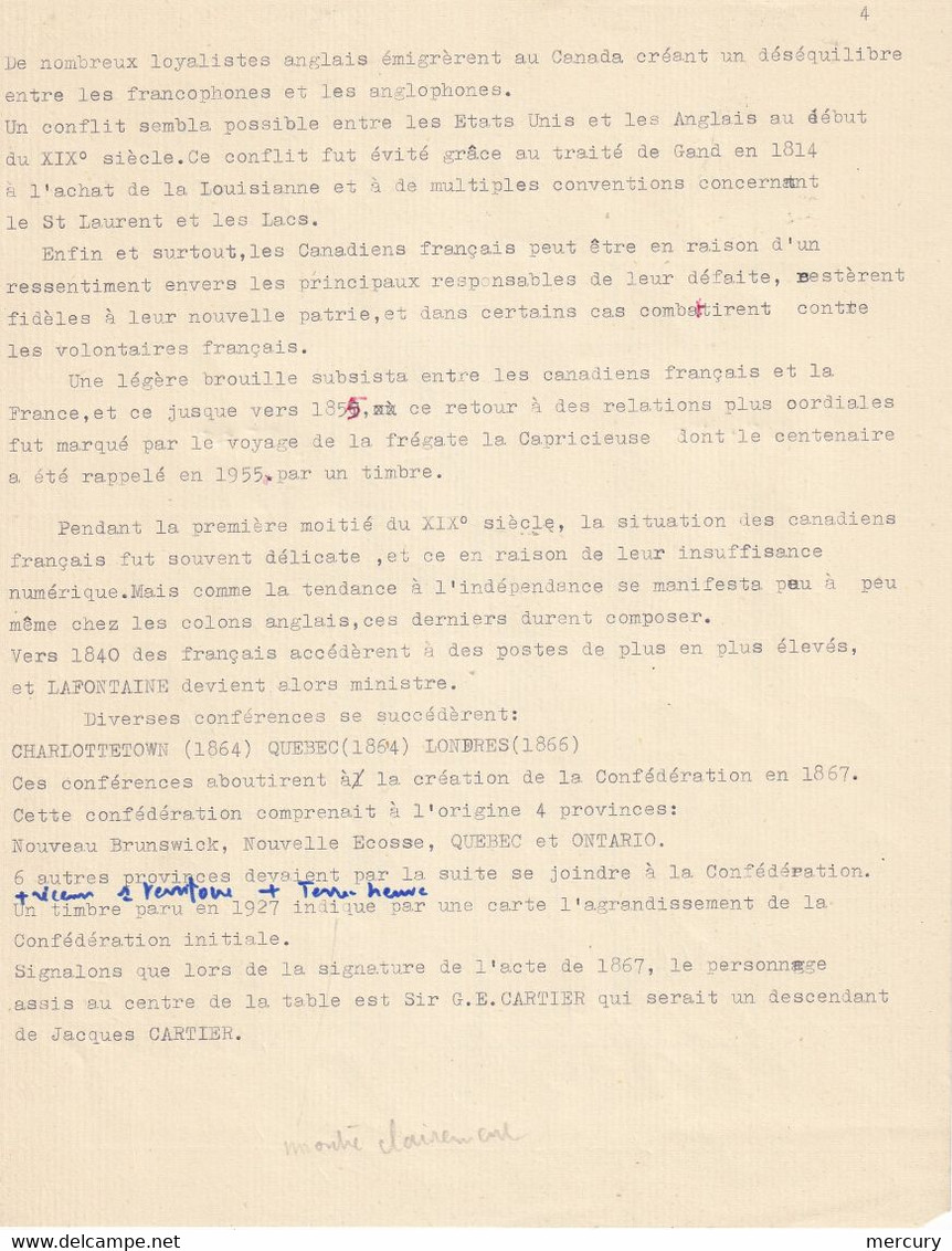 CANADA - Collection sur le role de la France dans le développement du Canada - 17 scans