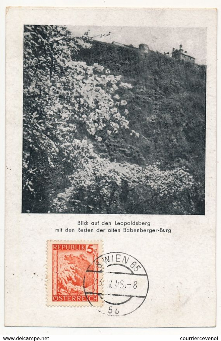 AUTRICHE - Carte Maximum - Blick Auf Den Leopoldsberg ... Vienne 13/5/1948 - Cartes-Maximum (CM)