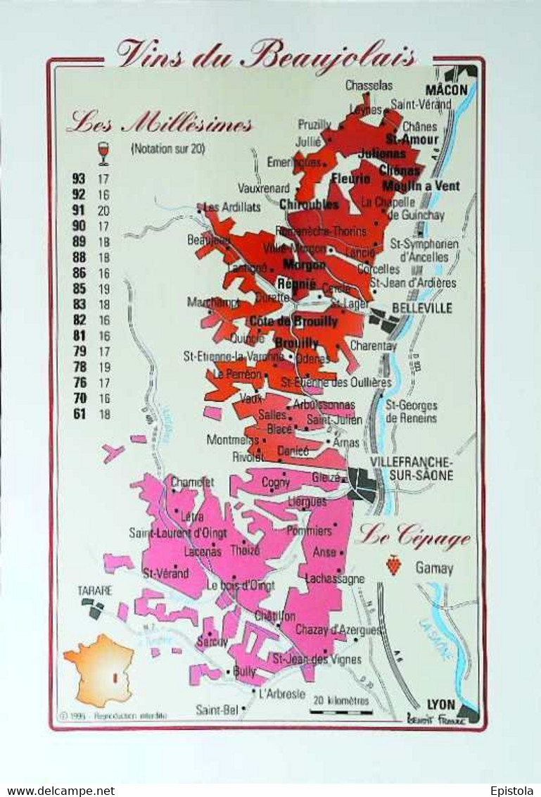 ► Route Grands Vins Du BEAUJOLAIS  Régnié, Brouilly, Morgon, Chénas, Chiroubles, Juliénas, Saint-Amour, Fleurie, Moulin - Julienas