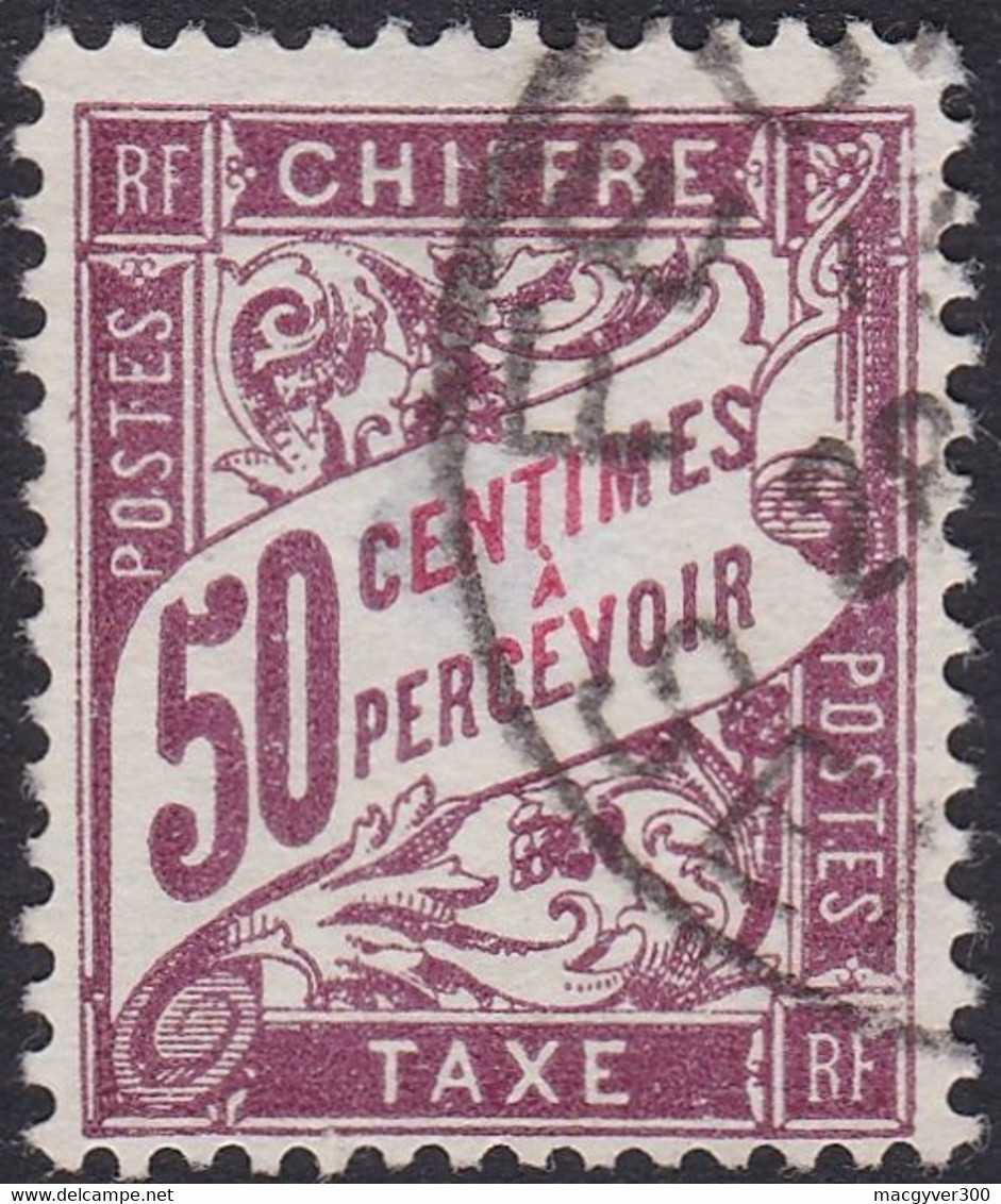FRANCE, 1893-1935, Timbre Taxe, Impression En Rouge Dans Centimes à Percevoir ( Yvert 37) - Oblitérés