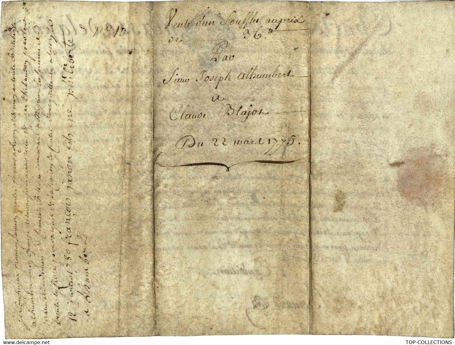 1775 PARCHEMIN Avec CACHET DE GENERALITE LYON Et  2 SIGNATURES VENTE DE SOUFFET DE FORGE SUPERBE !! - Historische Dokumente