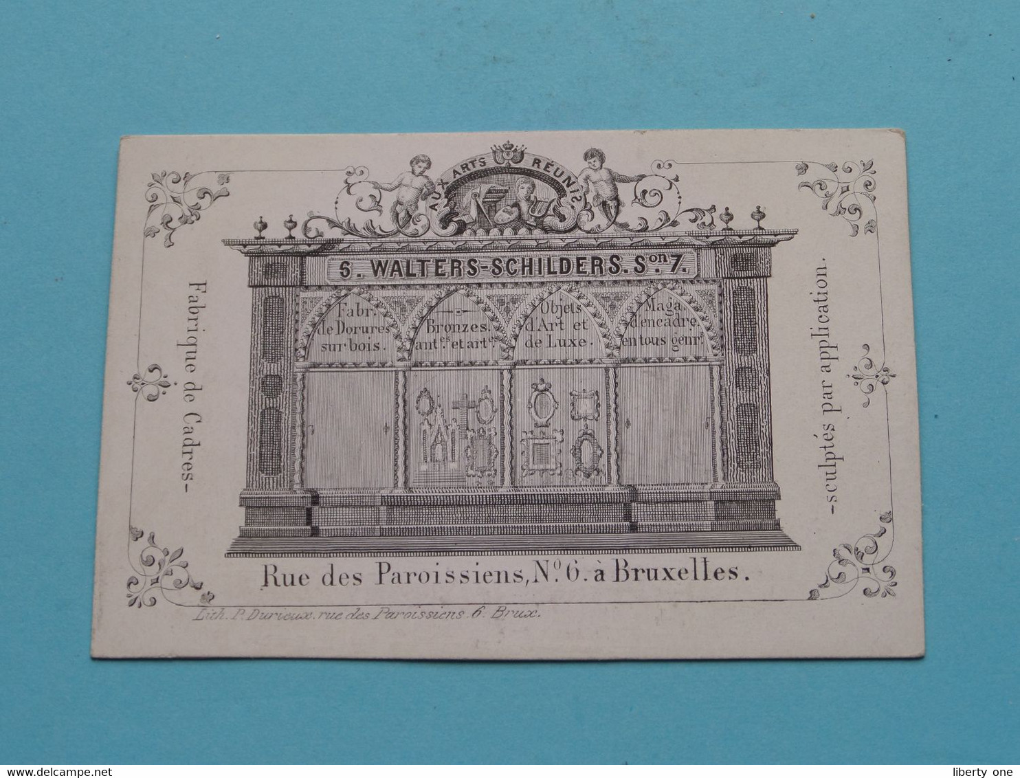 S. WALTERS - SCHILDERS S.on 7 - Rue Des Paroissiens N° 6 - BRUXELLES ( Porcelein Porcelaine Porzellan ) ! - Visitekaartjes