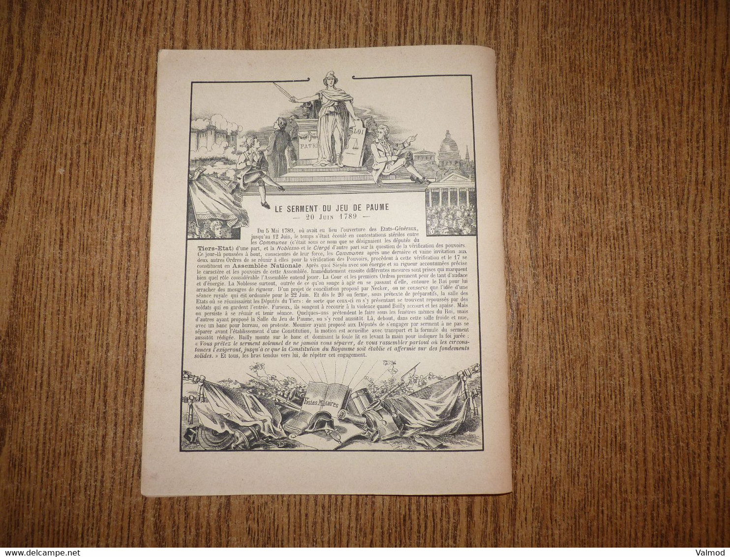 Protège-Cahier/Couverture "Série Historique N° 4- Le Serment Du Jeu De Paume"- Format Plié 22,7 X 18 Cm Environ. - Protège-cahiers