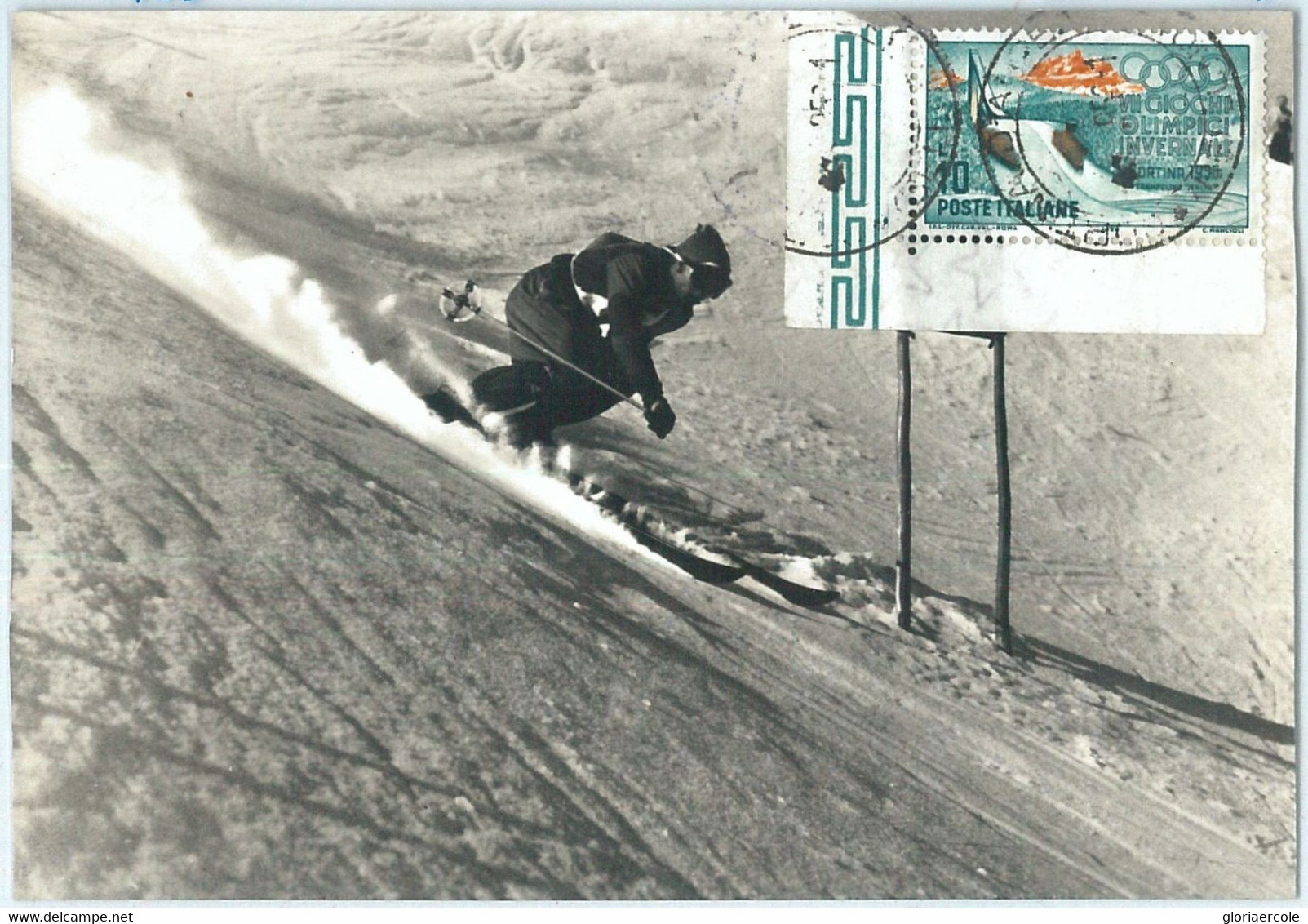 68940 - ITALY - POSTAL HISTORY - MAXIMUM CARD - 1956, Winter Olympic Games, Cortina D'Ampezzo, Skiing - Hiver 1956: Cortina D'Ampezzo