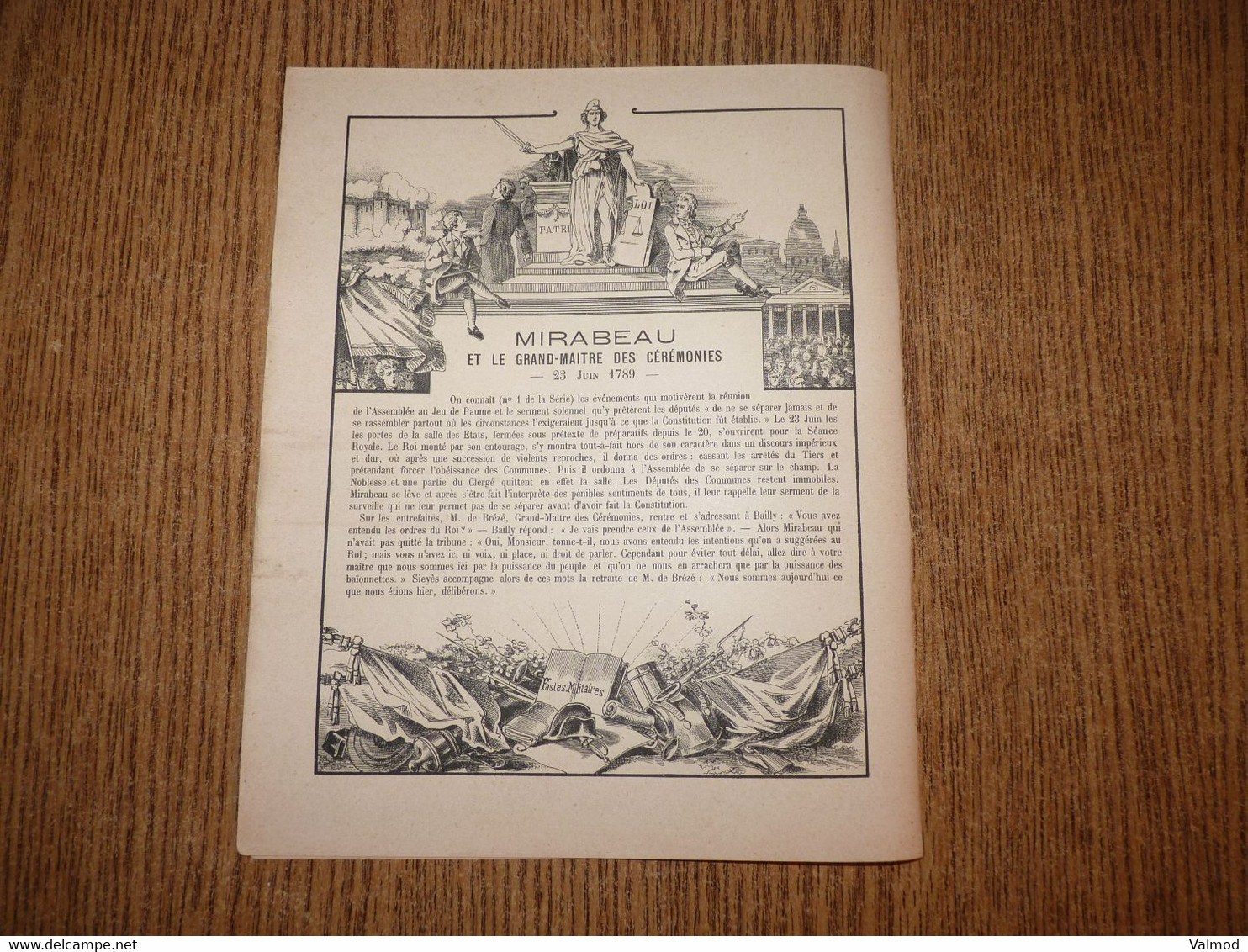 Protège-Cahier/Couverture "Série Historique N° 5-Mirabeau &le Grand Maître Des Cérémonies"-Format Plié 22,7x17,8 Cm Env. - Protège-cahiers